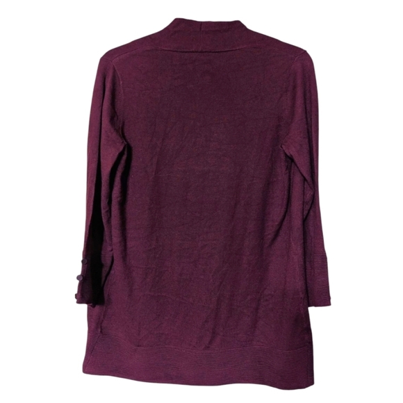 Evolution By Cyrus Raisin Purple Textured Knit Open-Front Cardigan Size Small - Picture 2 of 8